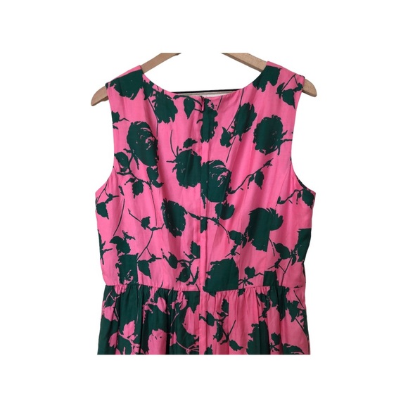 BODEN.   Pink Green Sleeveless Pleated Silk Blend Midi Dress Size 12R - Picture 6 of 8